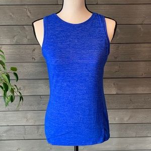 Athleta blue shimmer tank with cut off back sz XS